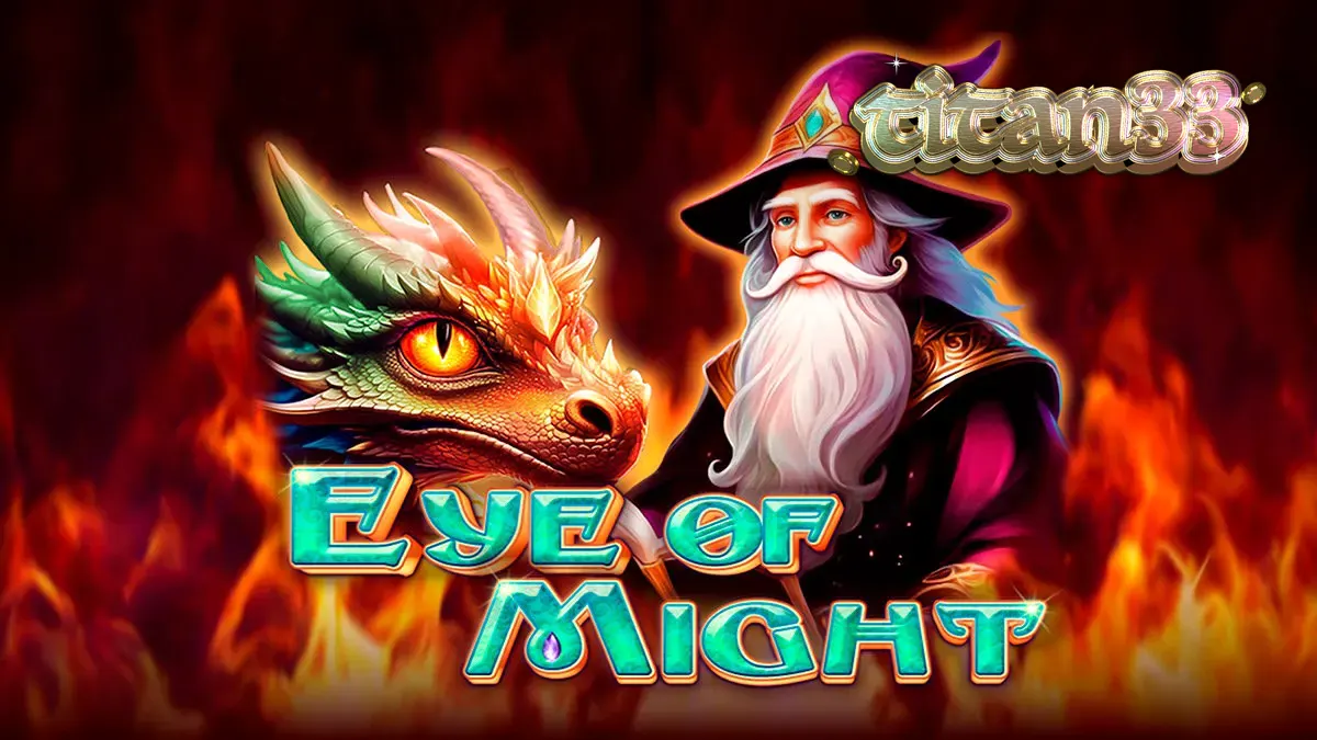 Tampilan visual slot Eye of Might dengan elemen fantasi dan naga