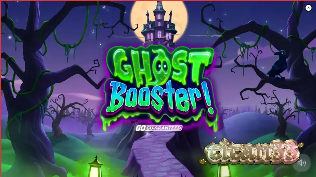 Tampilan visual slot Ghost Booster dengan tema rumah hantu yang ceria